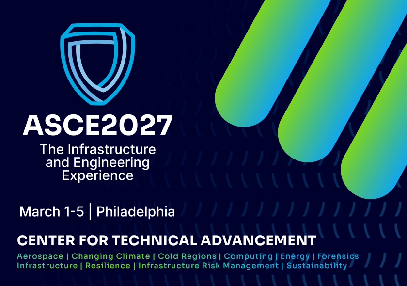 ASCE2027 promotional graphic for March 1 to 5 in Philadelphia, Center for Technical Advancement.
