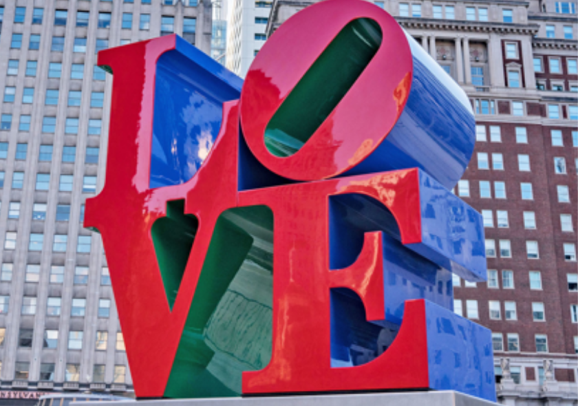 LOVE Sculpture at JFK Plaza in Philadelphia.